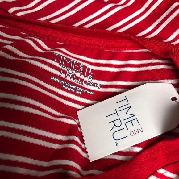 Time and Tru Dress Womens Size Large 12-14 Red White Sleeveless Shift Comfy NEW - Picture 5 of 8